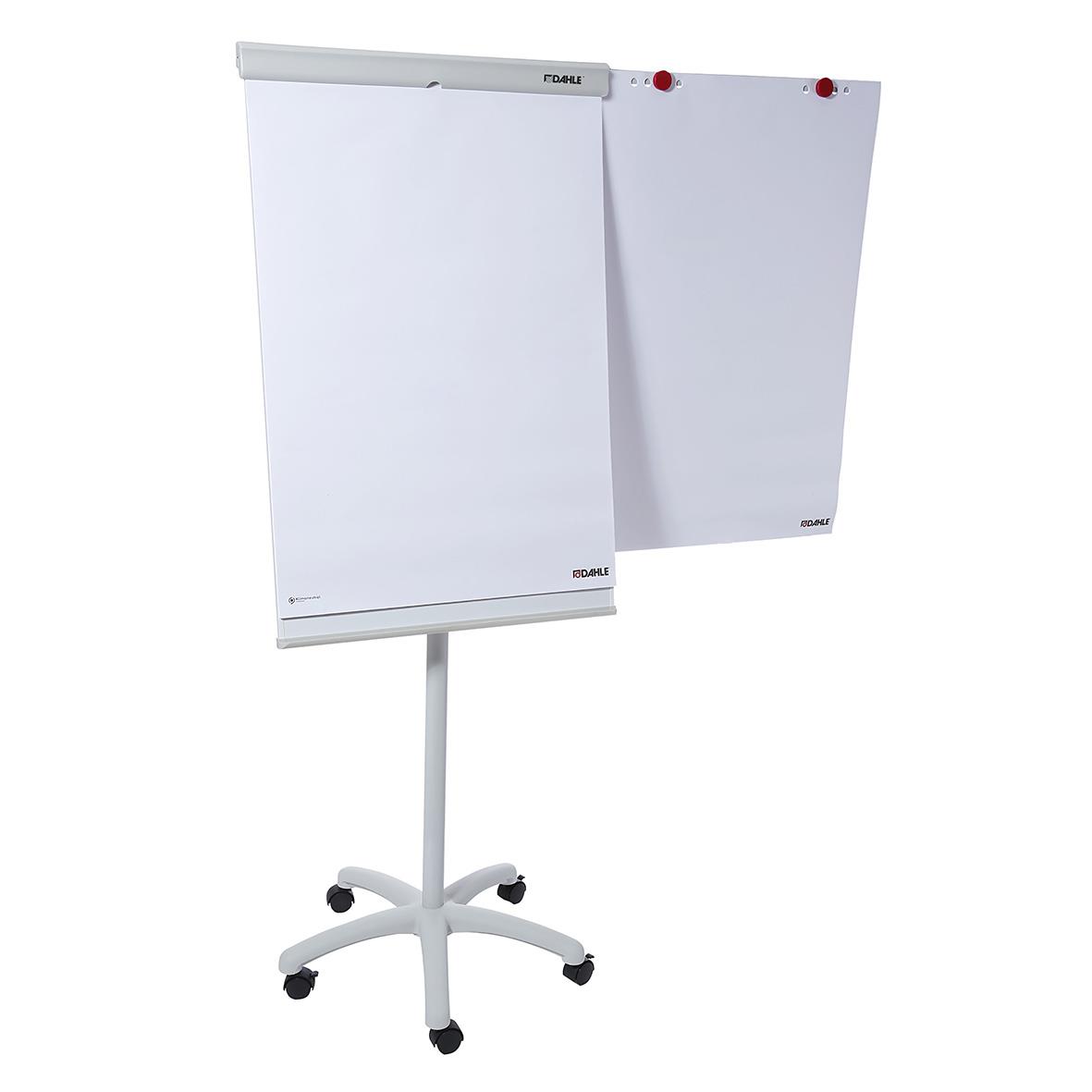 Blädderblocksställ från Dahle med magnetiska armar på hjul, två armar för flexibel användning