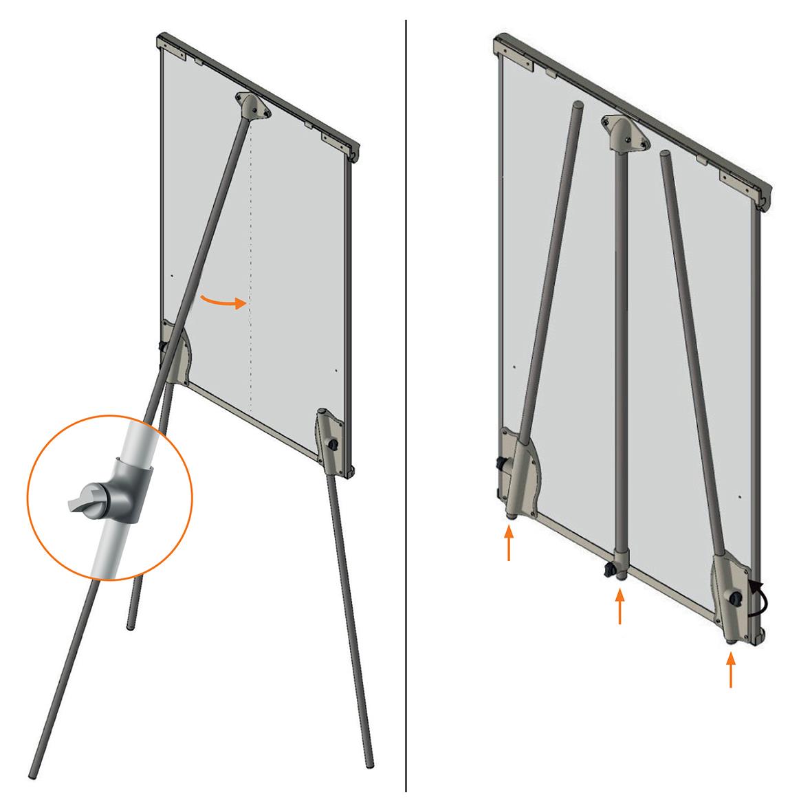 Blädderblocksställ Nobo Trip med tre ben och justerbar höjd