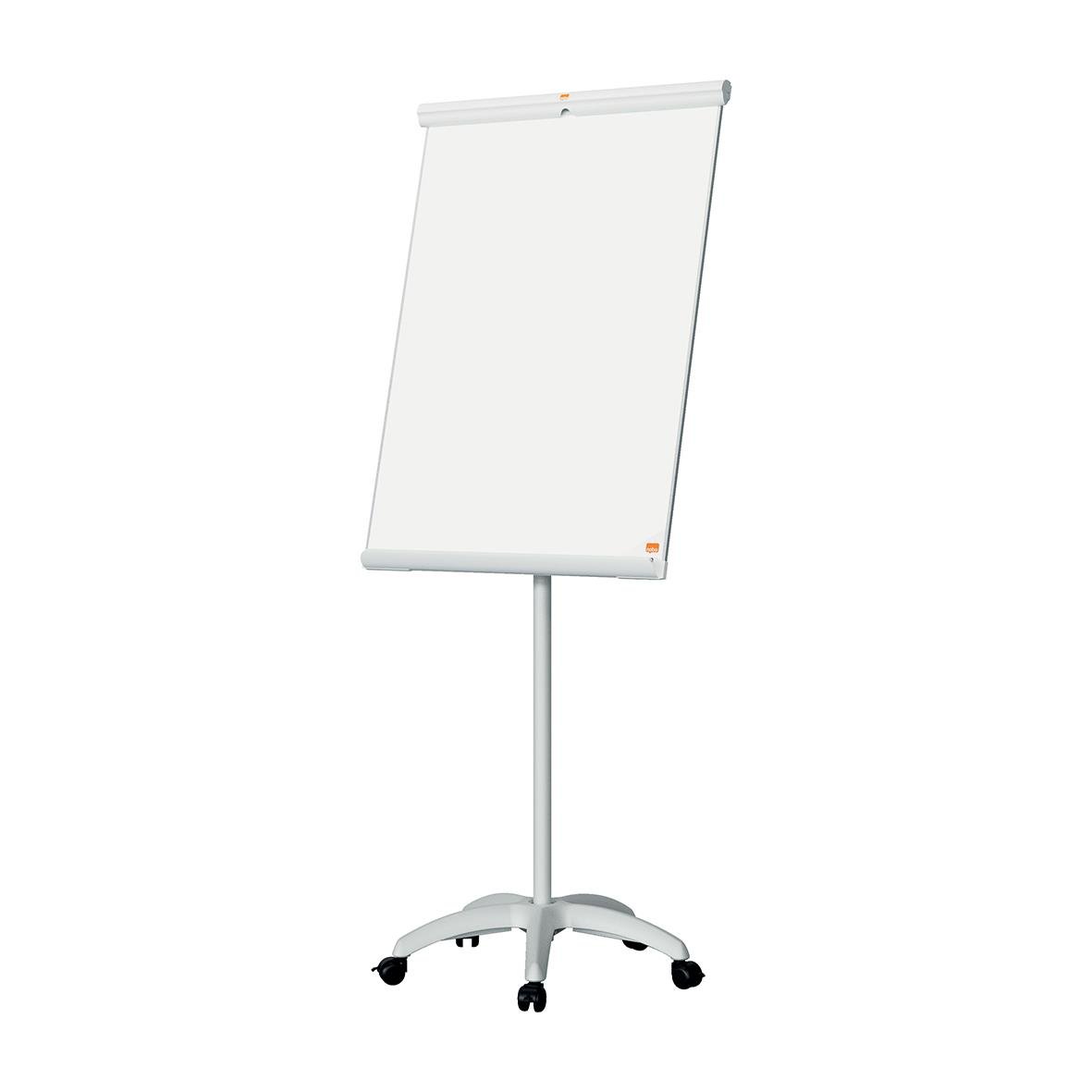 Blädderblocksställ Nobo Mobil med hjul, vit, på hjul för enkel flytt