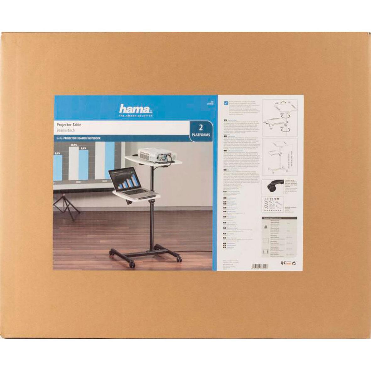 Projektorbord Hama i förpackning med bild av bord och instruktioner