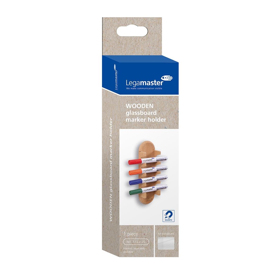 Tillbehörsbox för Glastavla Legamaster Wooden Magnetisk med markörer