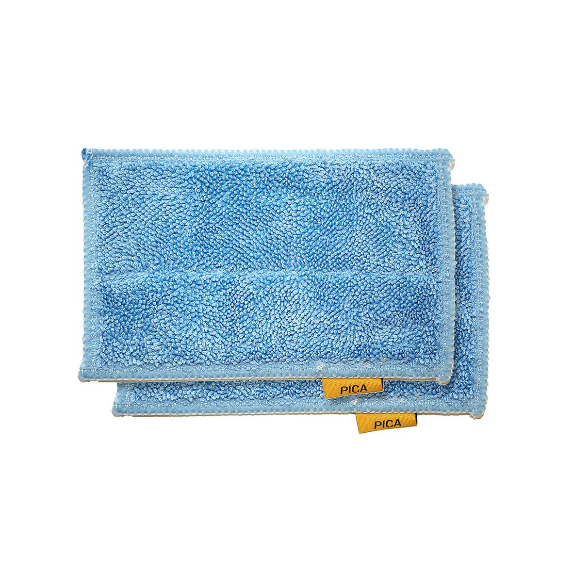 Tvättbar och mjuk blå piktorkare för visir, två delar med PICA-etikett
