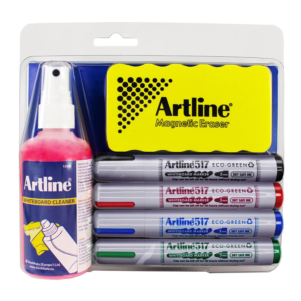 Startkit Artline Whiteboard ECO-Green med whiteboardrengöring och magneter