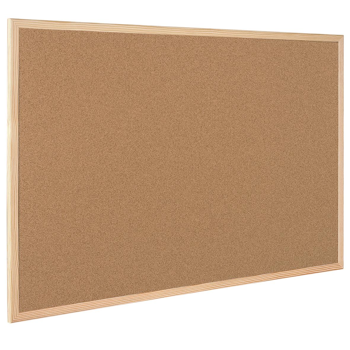 Kork anslagstavla 90x60cm för kontor eller hem, ram i trä