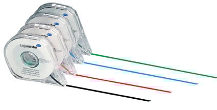 Uppdelningsband Legamaster svart 2,5mm x 16m, fyra band i olika färger