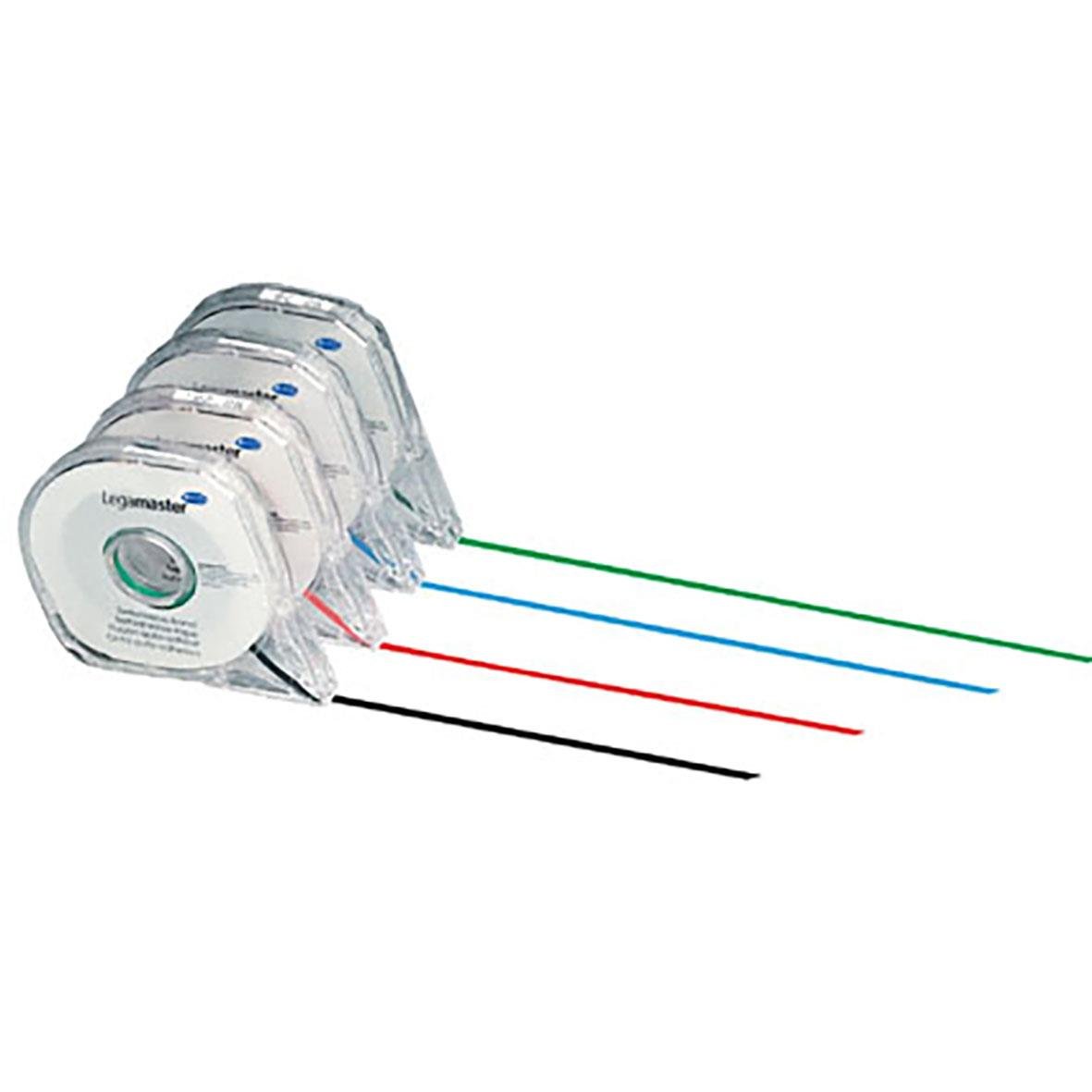 Uppdelningsband Legamaster svart 2,5mm x 16m, fyra band i olika färger