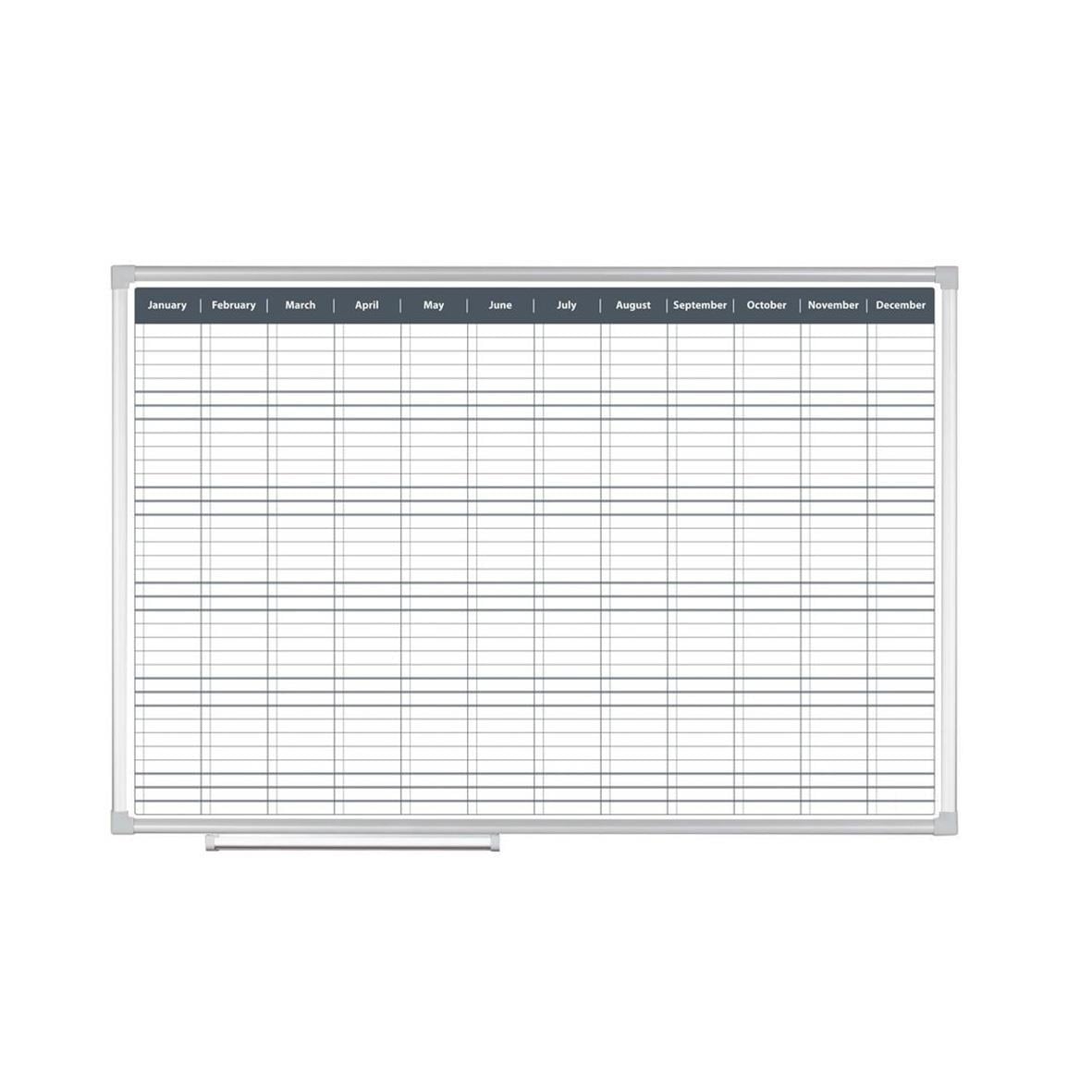 Planeringstavla Legamaster Årsplan 60x90cm med schemaläggning och färgkodade markeringar