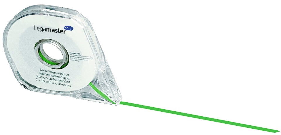 Grönt uppdelningsband Legamaster 2.5mmx16m i plastbehållare