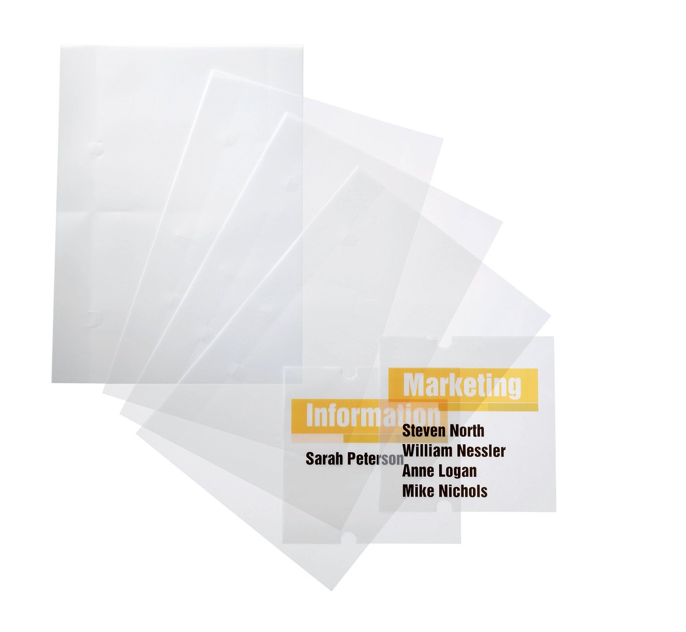 Transparanta insättningsskyltar i kristall med storlek 148x148 mm för marknadsföring och information