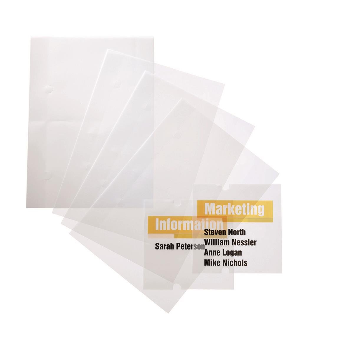 Transparanta insättningsskyltar i kristall med storlek 148x148 mm för marknadsföring och information