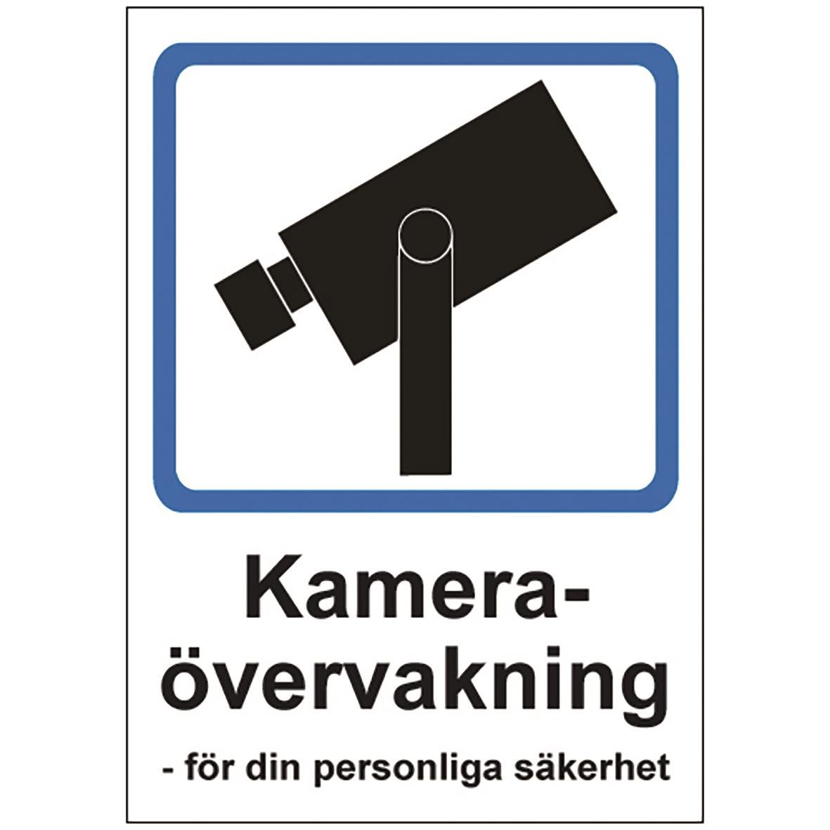 Skylt med kameraövervakning för personlig säkerhet