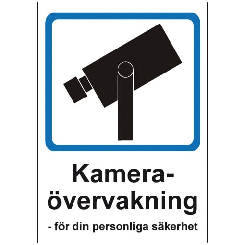 Skylt med kameraövervakning för personlig säkerhet