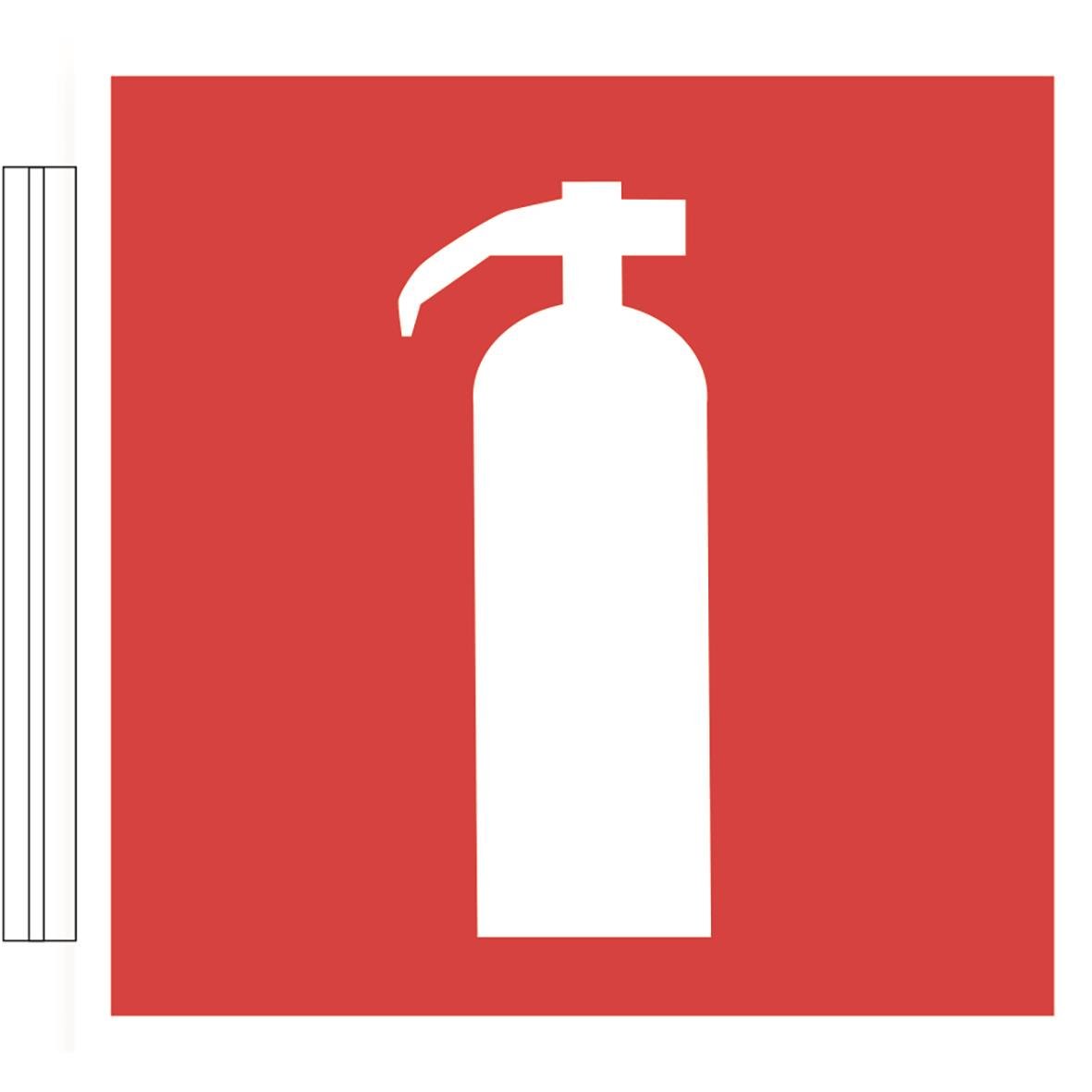 Brandskylt med handbrandsläckare och flaggskylt, dubbelsidig, 200x200mm