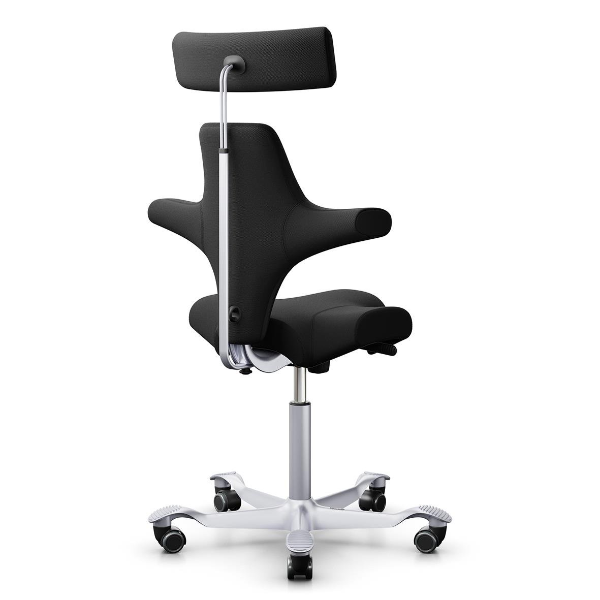 Svart kontorsstol HÅG Capisco 8107 med huvudstöd och hjul