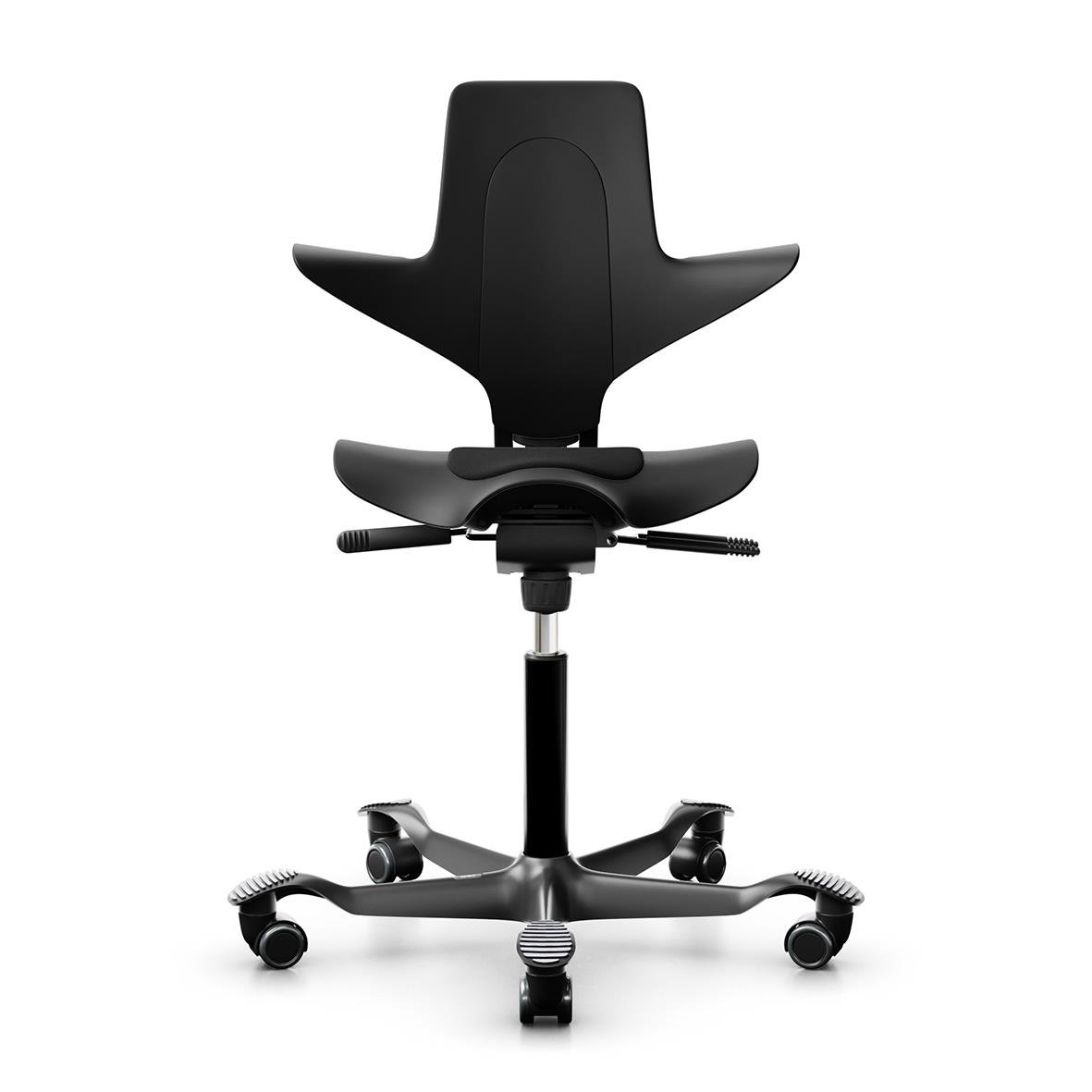 Svart kontorsstol Håg Capisco Puls 8010 med ryggstöd och hjul