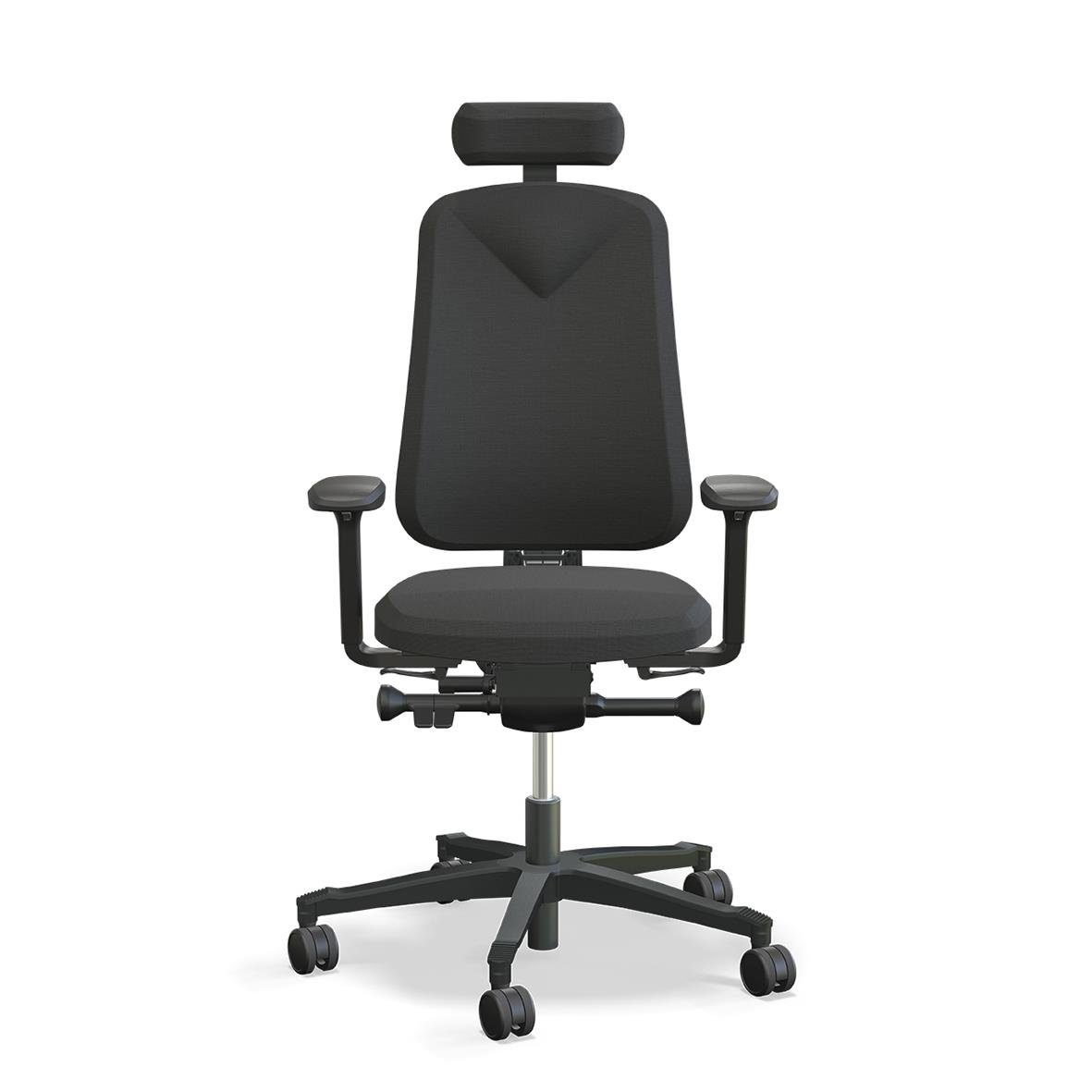 Svart kontorsstol Höganäs 280 med justerbar nackstöd och hjul