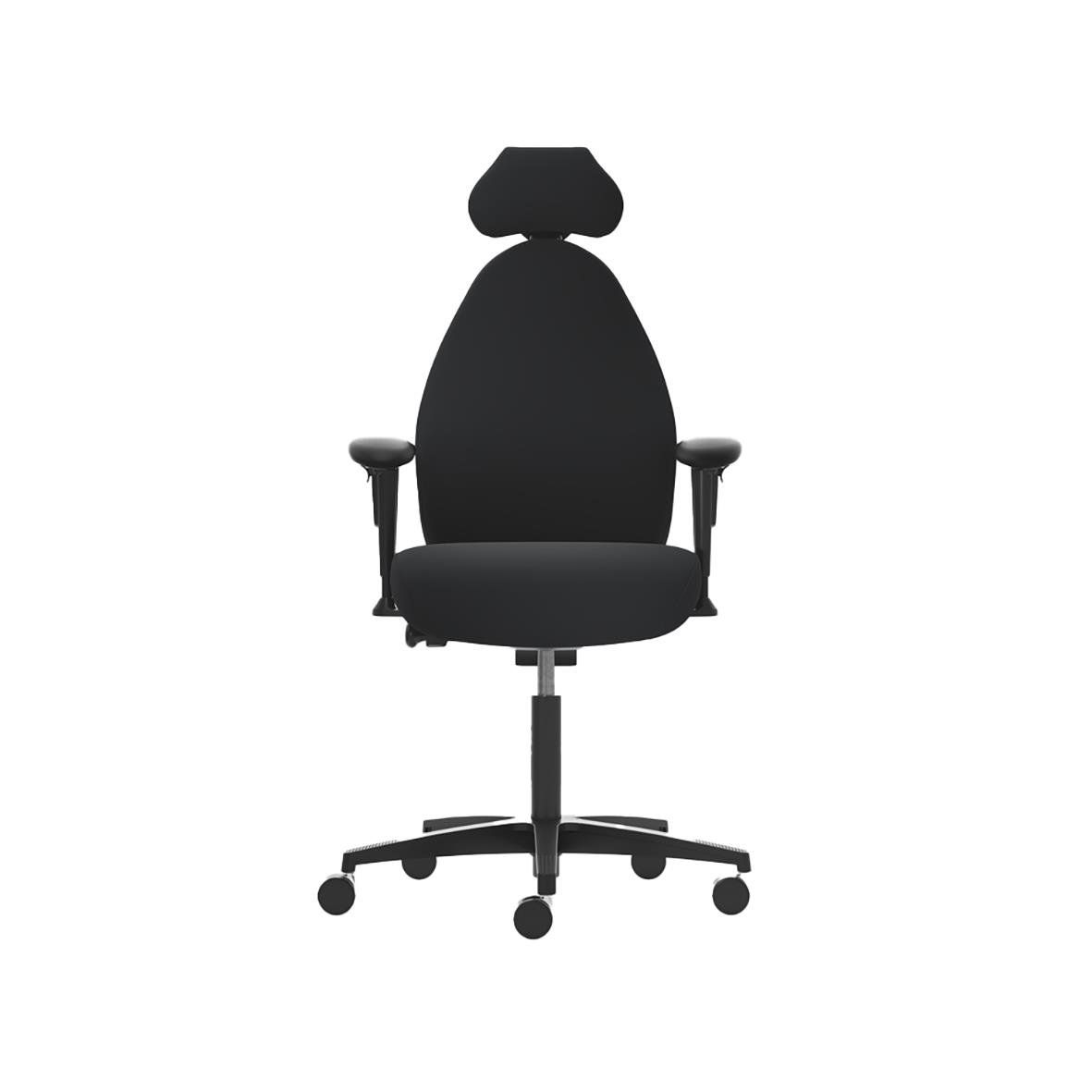 Svart kontorsstol Malmstolen Active R3 med högt nackstöd och justerbara armstöd