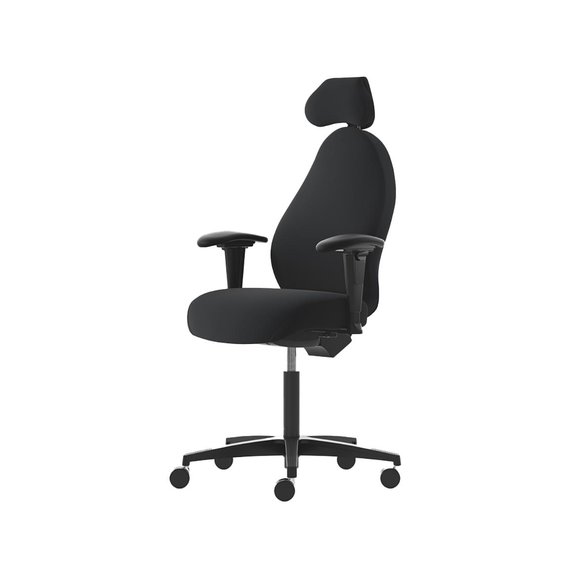 Svart kontorsstol Malmstolen Active R3 med högt nackstöd och justerbara armstöd