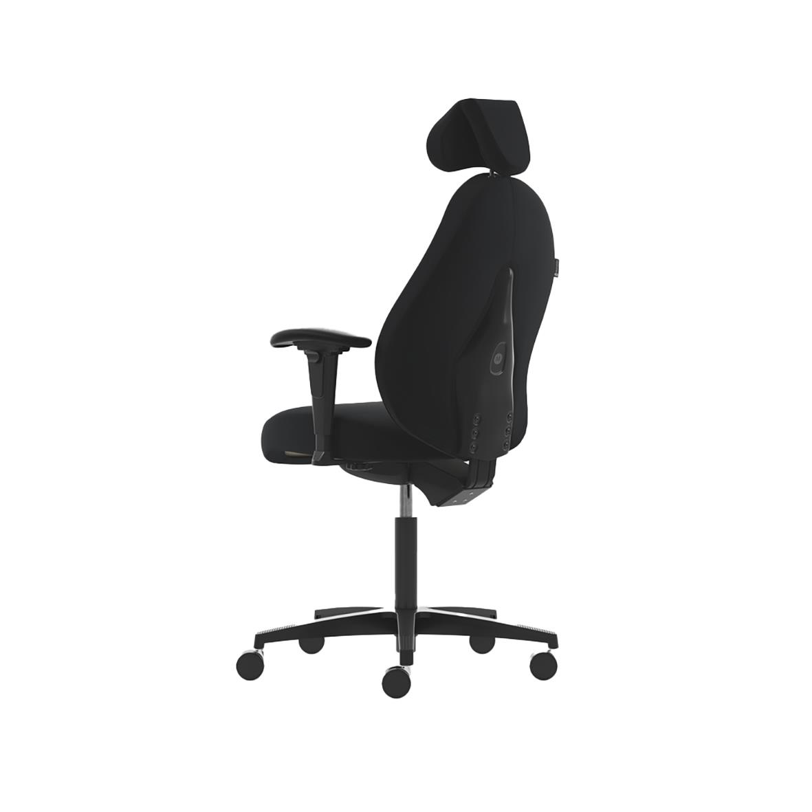 Svart kontorsstol Malmstolen Active R3 med högt nackstöd och justerbar armstöd