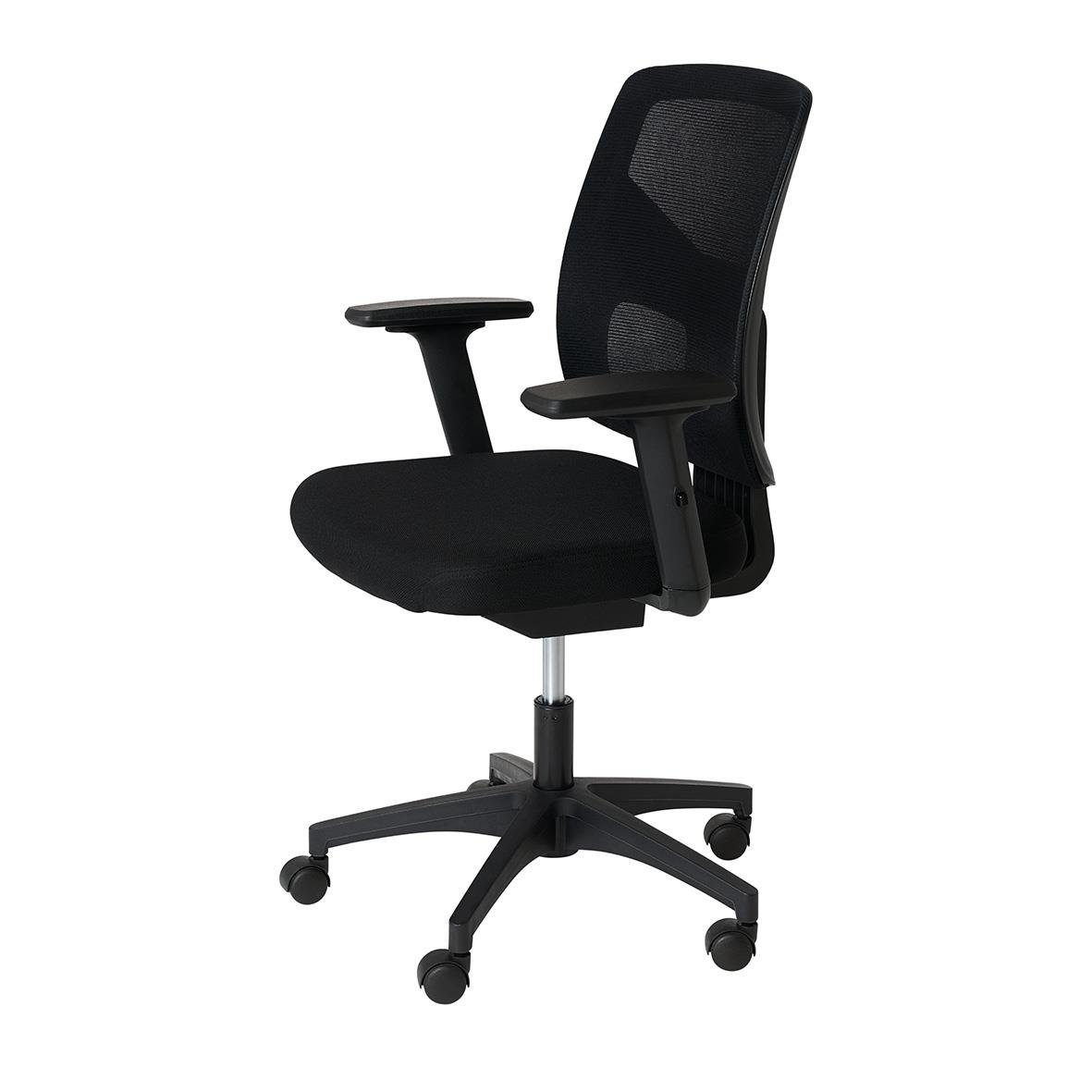 Svart kontorsstol med mesh ryggstöd och justerbar höjd