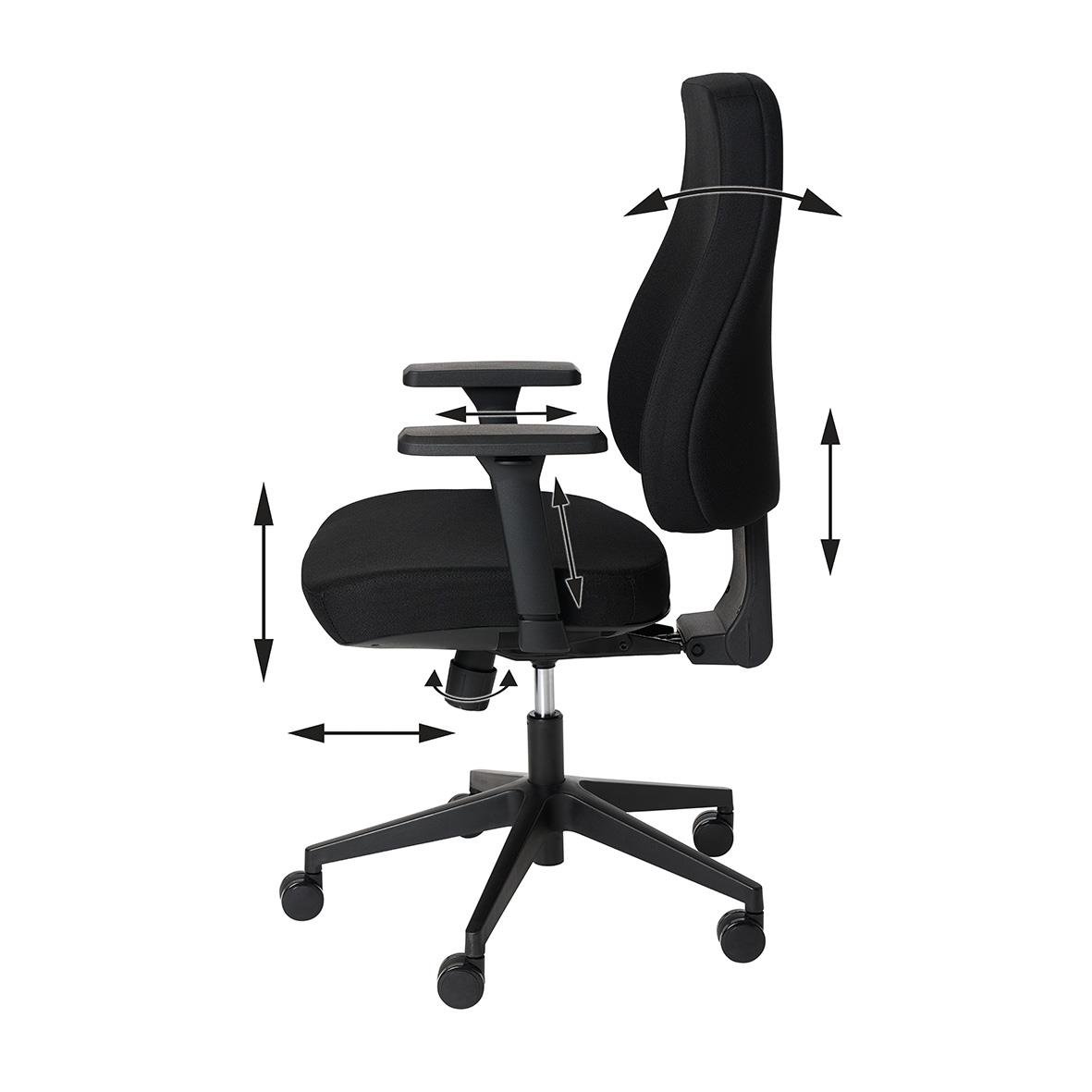 Svart kontorsstol Sun-Flex Officechair MB med justerbar höjd och ryggstöd
