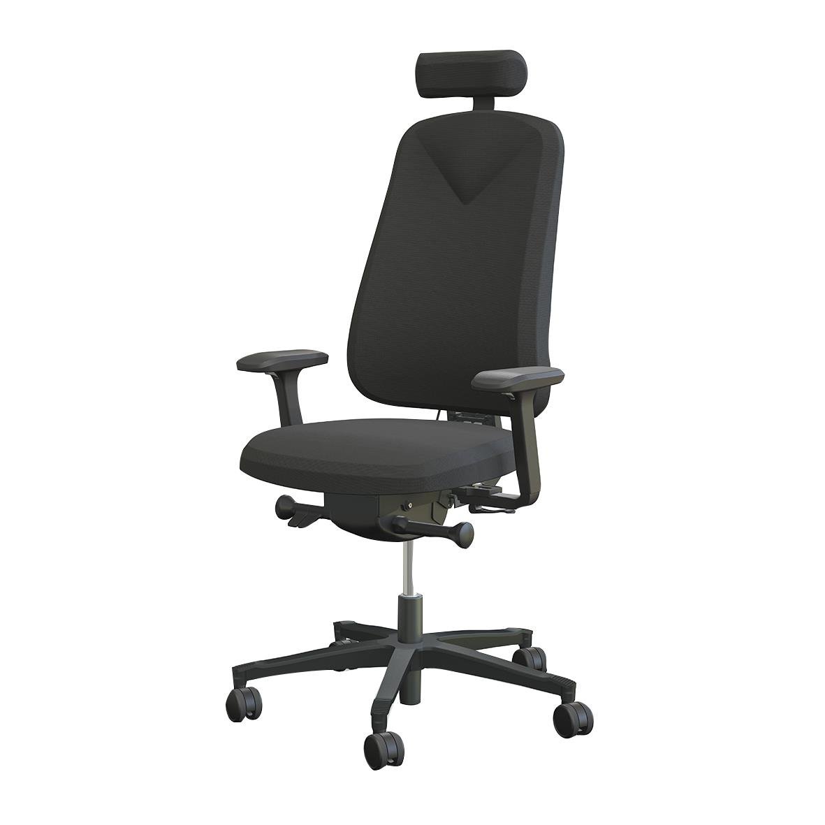 Svart kontorsstol Höganäs 290 Large med nackstöd och konstläder