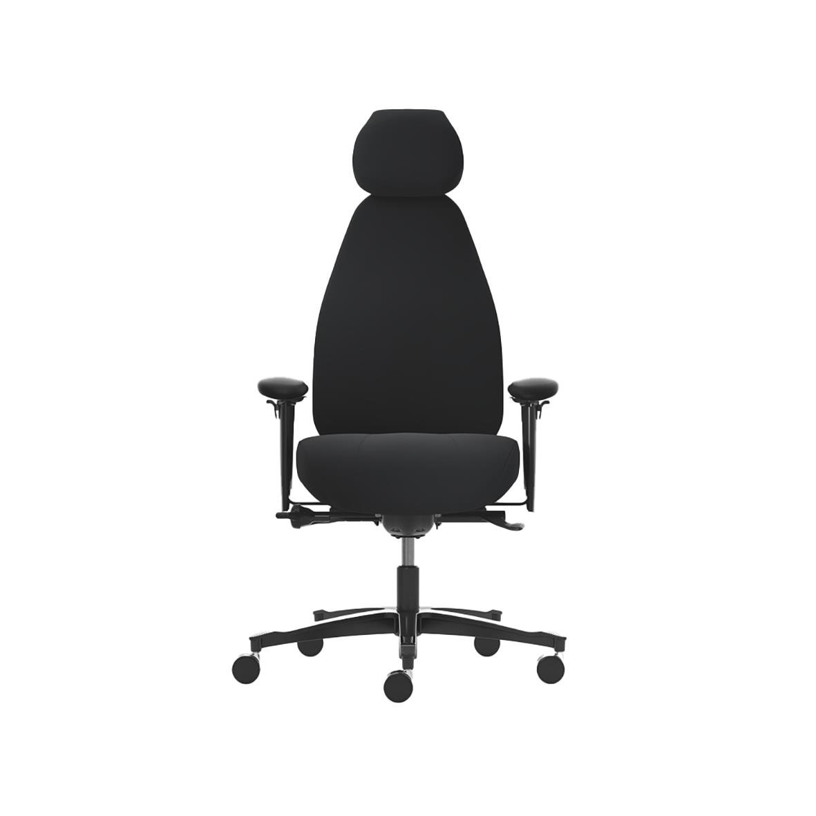 Svart kontorsstol Malmstolen Classic 7000 med högt nackstöd och justerbara armstöd