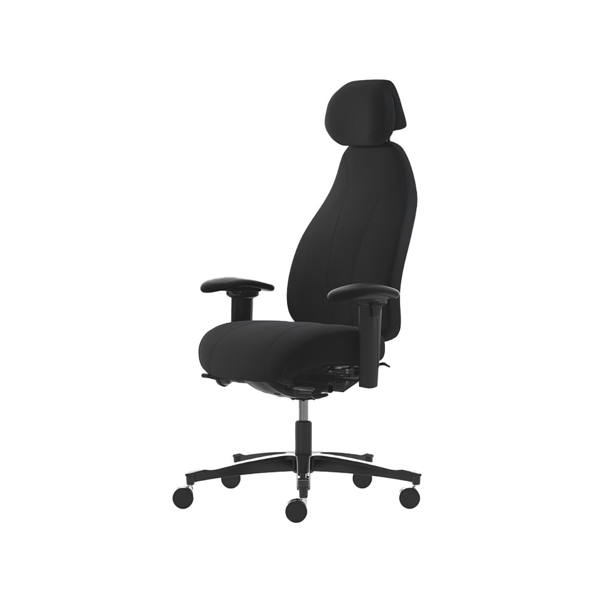 Svart kontorsstol Malmstolen Classic 7000 med högt nackstöd och justerbar armstöd