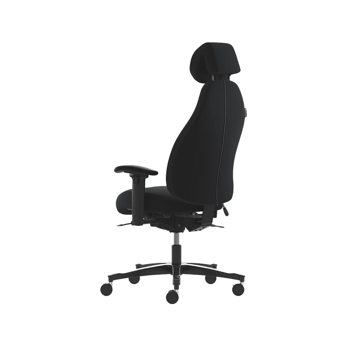 Svart kontorsstol Malmstolen Classic 7000 med högt nackstöd och justerbar armstöd