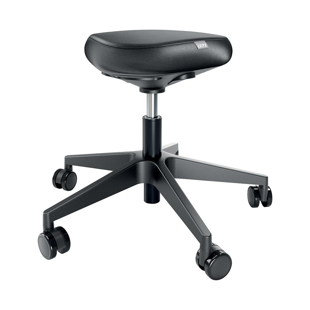 Svart sittpall med hjul och justerbar höjd