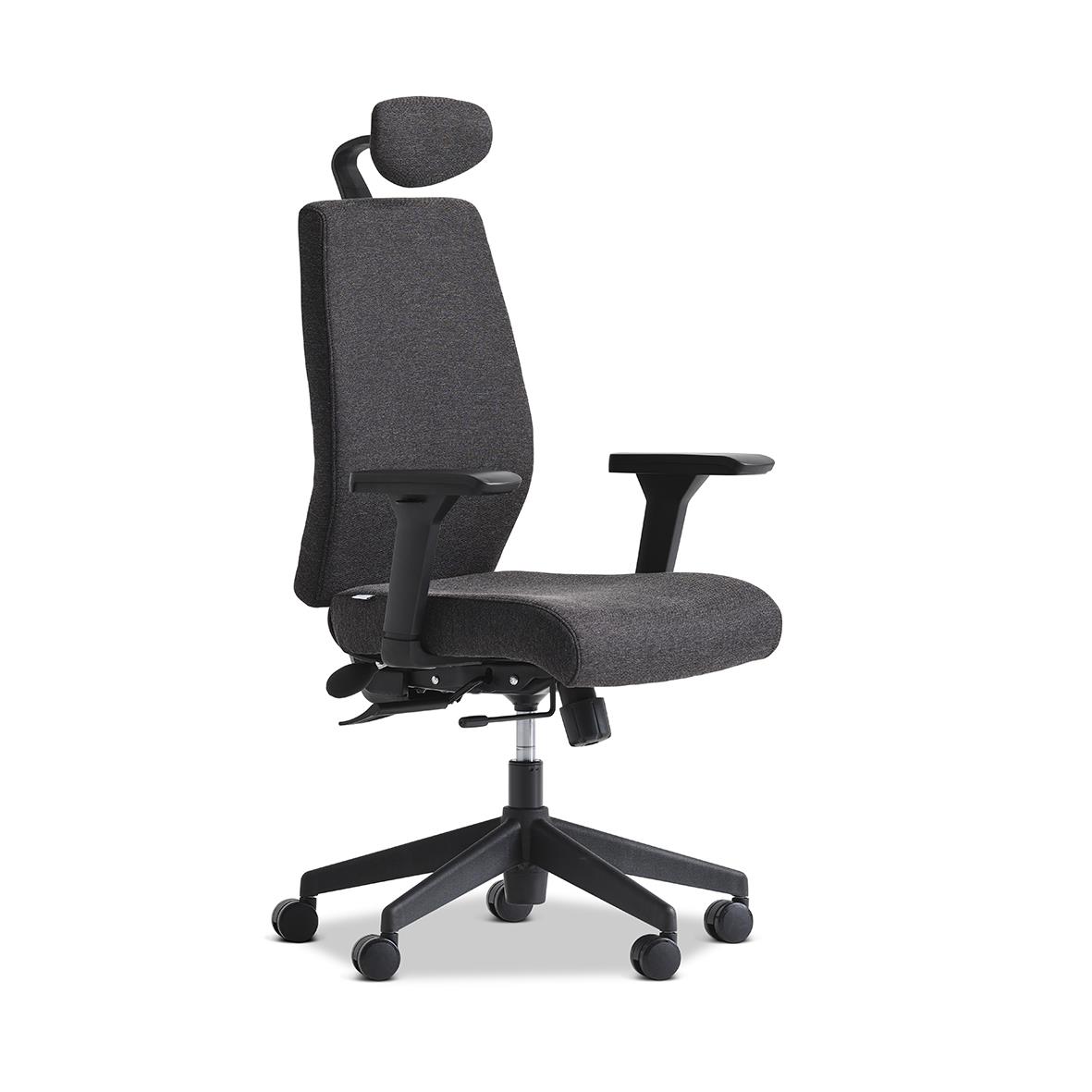 Svart kontorsstol Lotus Adenau med justerbart svankstöd och hjul