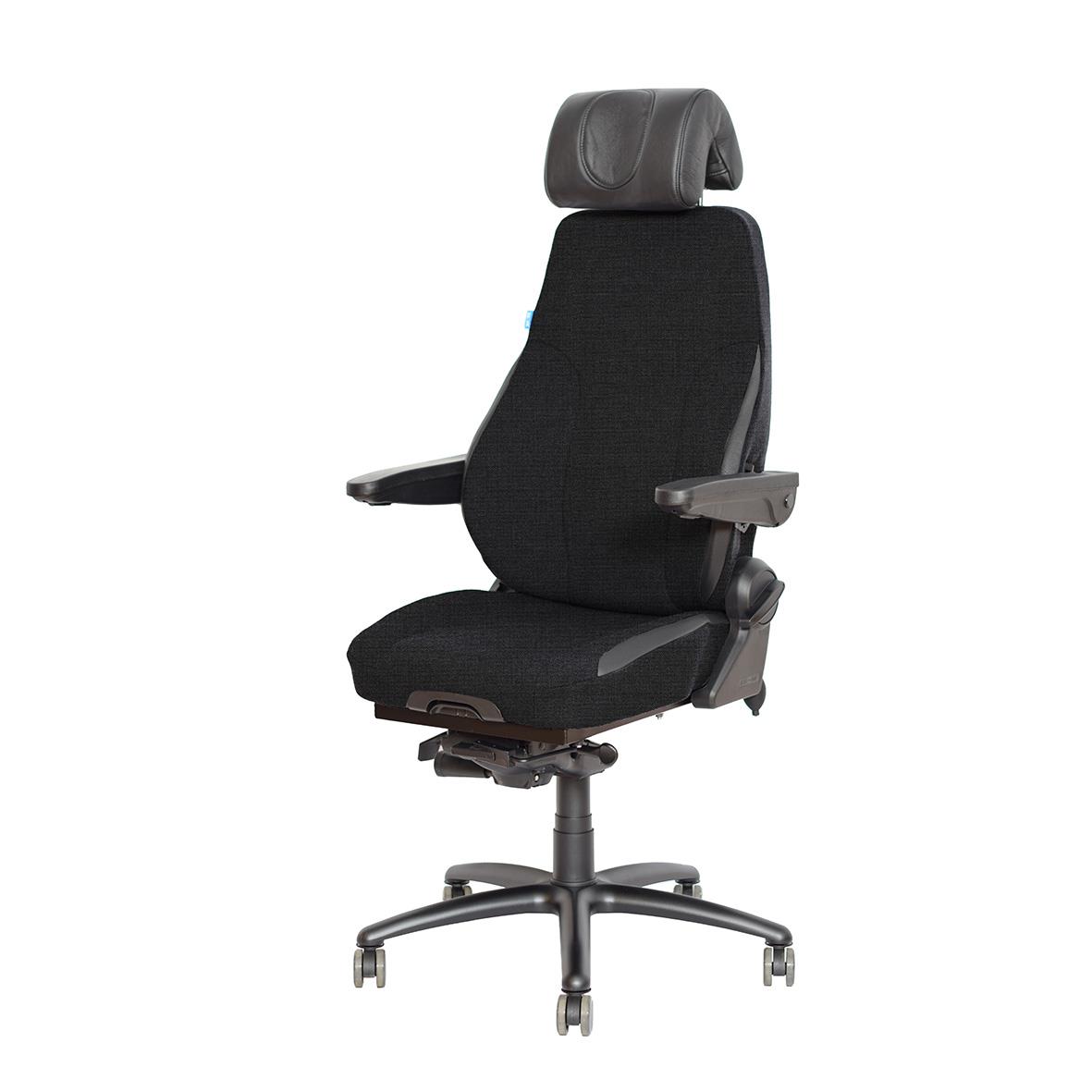 Svart kontorsstol Be-Ge Frapett 300 24H med nackstöd och justerbara armstöd