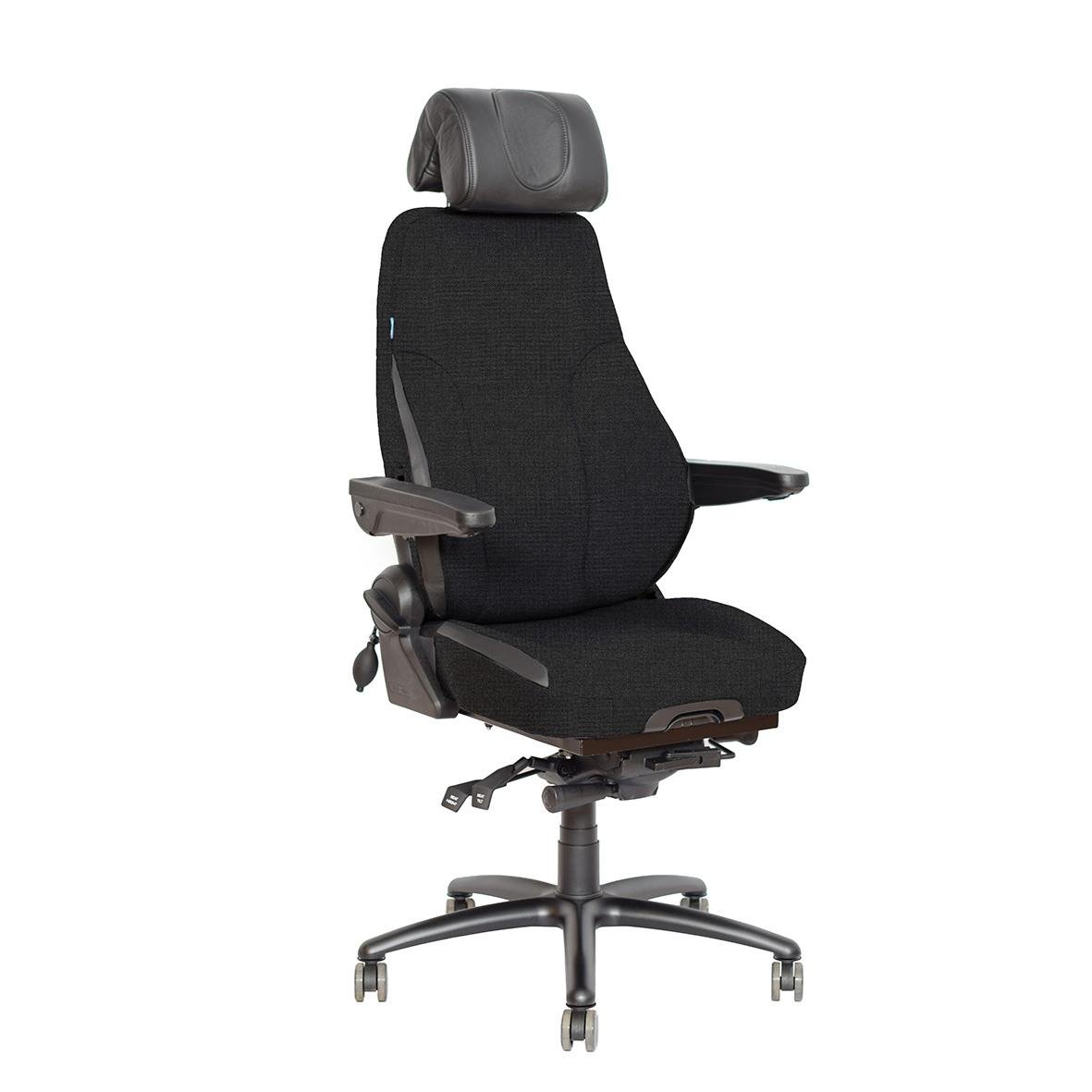 Svart kontorsstol Be-Ge Frapett 300 24H med nackstöd och justerbara armstöd