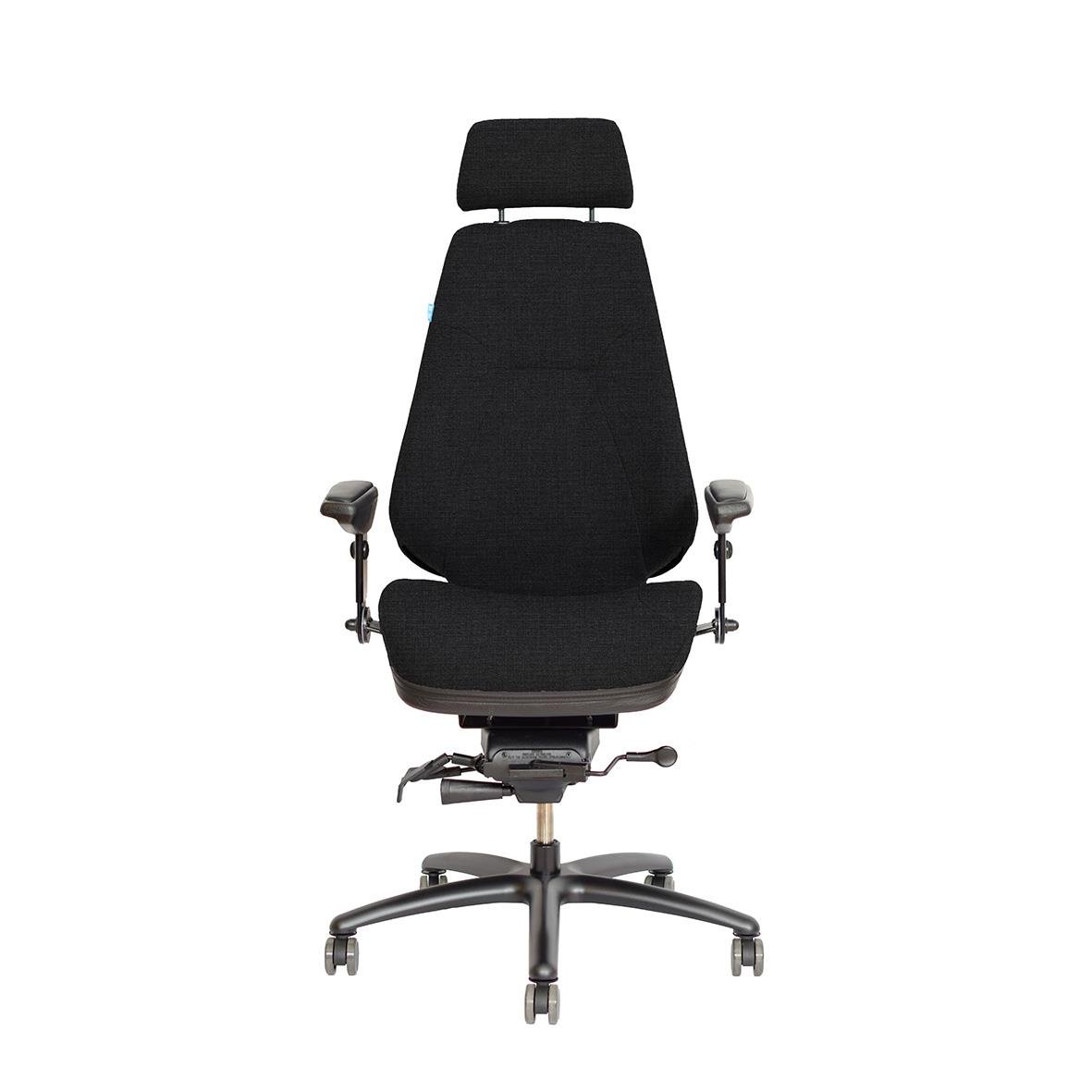 Svart kontorsstol Be-Ge Frapett 852 24H med justerbara armstöd och hjul