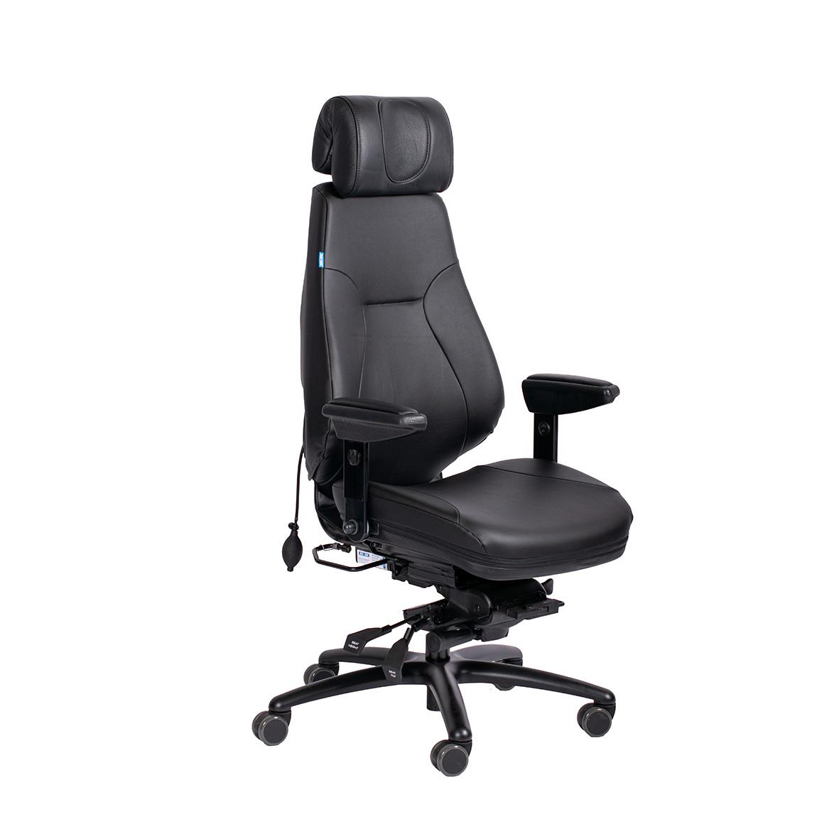 Svart kontorsstol Be-Ge Frapett 852 med justerbar nackstöd och armstöd