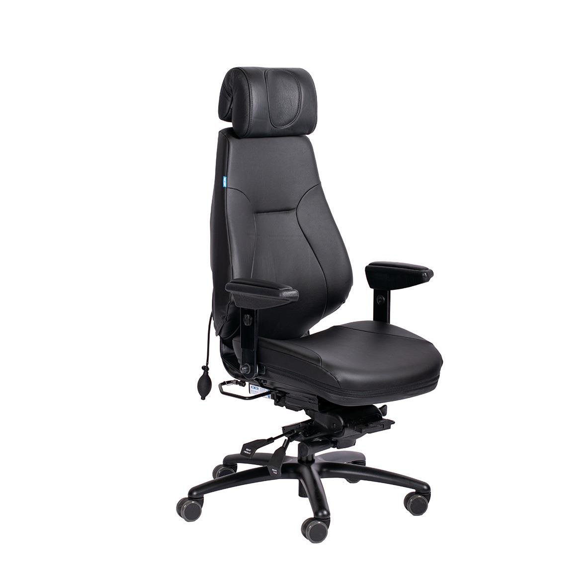 Svart kontorsstol Be-Ge Frapett 852 med justerbar nackstöd och armstöd