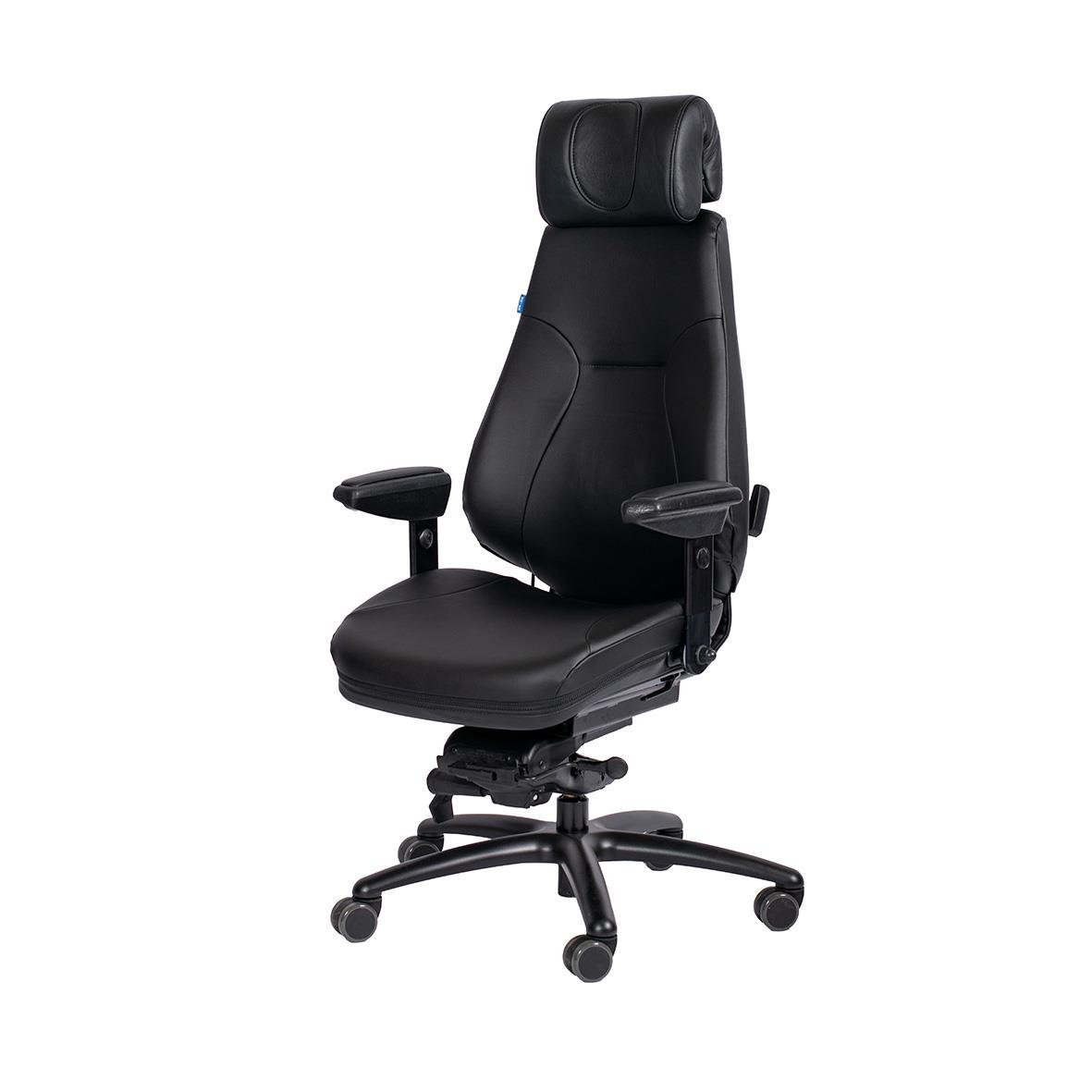 Svart kontorsstol Be-Ge Frapett 852 24H i konstläder med justerbar höjd och nackstöd