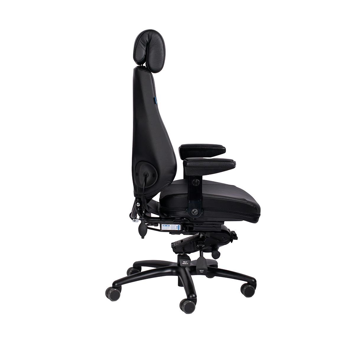 Svart kontorsstol Be-Ge Frapett 852 24H i konstläder med justerbar nackstöd och armstöd