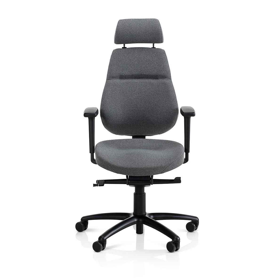 Kontorsstol Be-Ge Frapett Sverige, grå, med justerbara armstöd och hjul