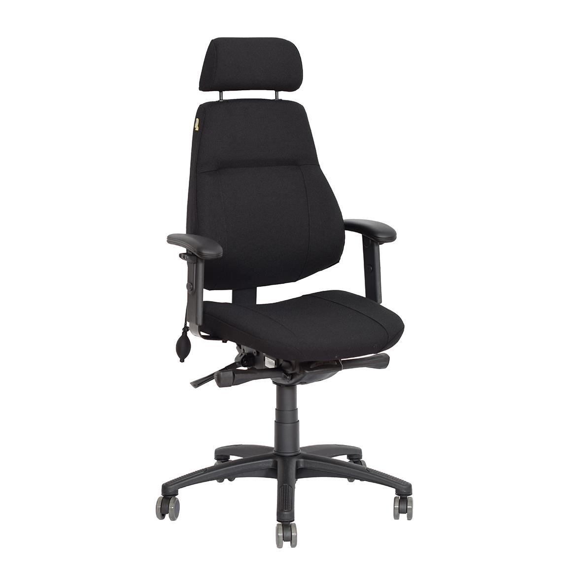 Svart kontorsstol Be-Ge Frapett Sverige 818 med justerbar höjd och ryggstöd