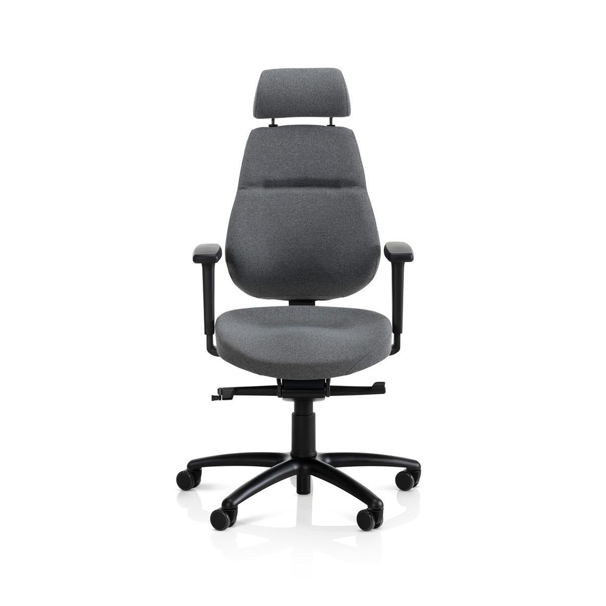 Kontorsstol Be-Ge Frapett Sverige, modell 818, grå, med justerbar höjd och armstöd