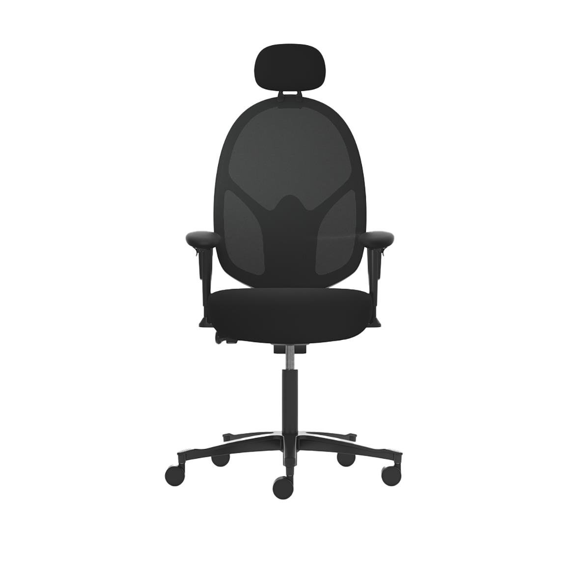 Svart kontorsstol Malmstolen Active R3 Mesh med nackstöd och justerbar höjd