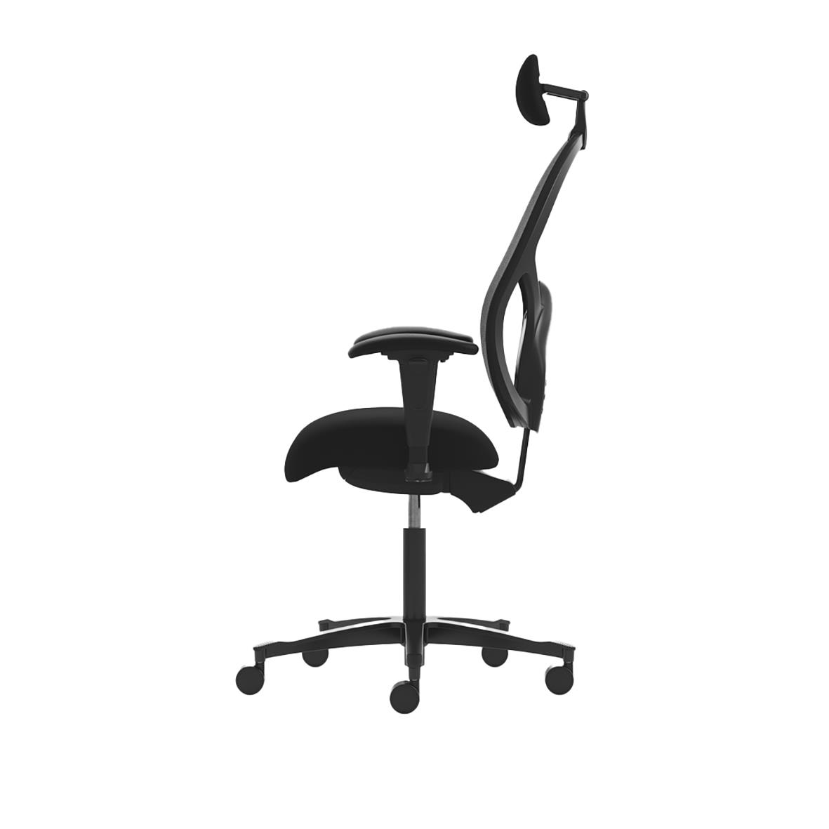 Svart kontorsstol Malmstolen Active R3 Mesh med nackstöd och justerbar höjd