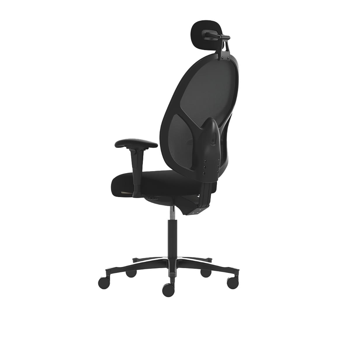 Svart kontorsstol Malmstolen Active R3 Mesh med nackstöd och justerbar armstöd