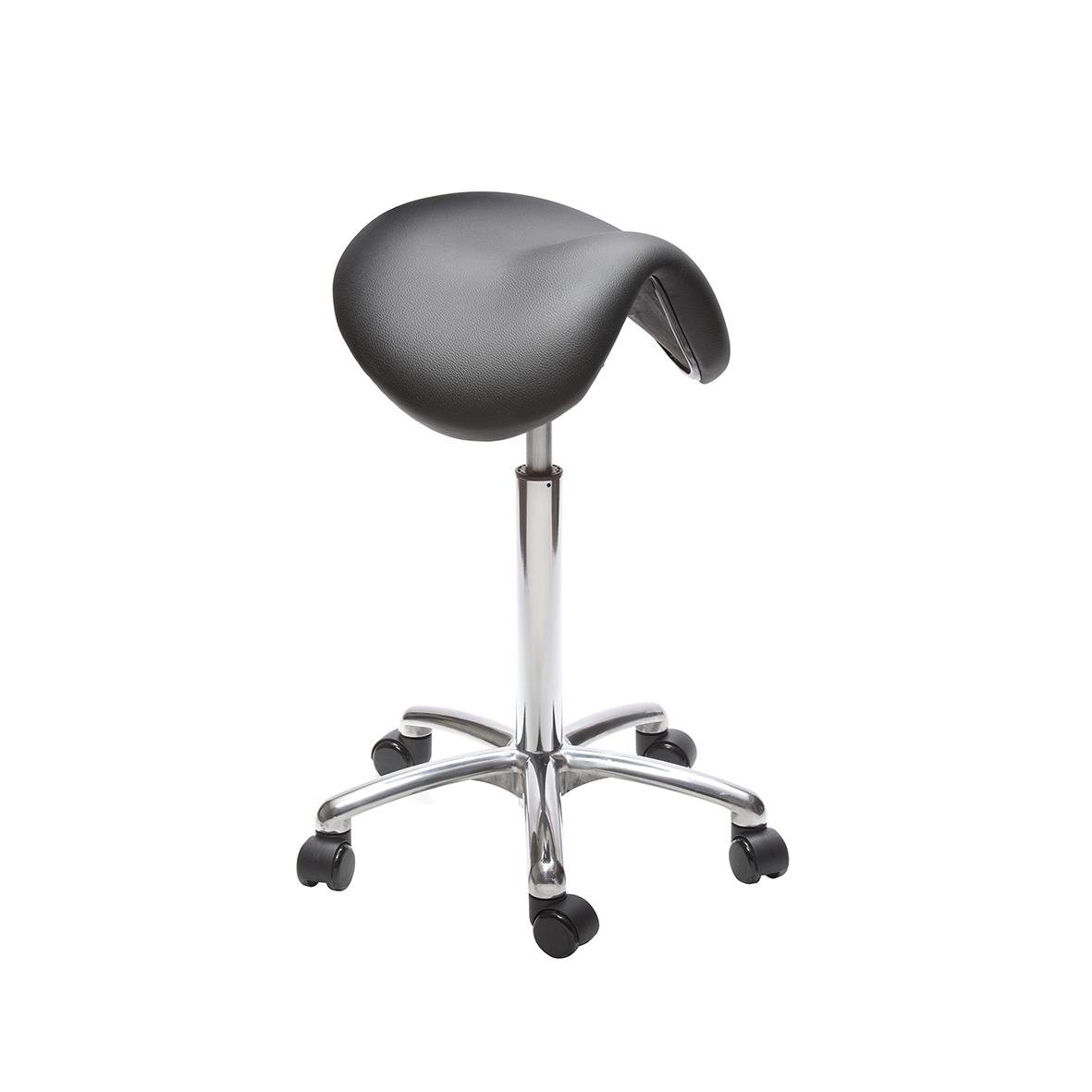 Svart sadelstol Lanab Polo M Std i konstläder med hjul och justerbar höjd