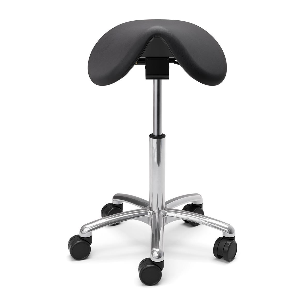 Sadelstol Lanab Polo M Std konstläder svart med hjul och justerbar höjd