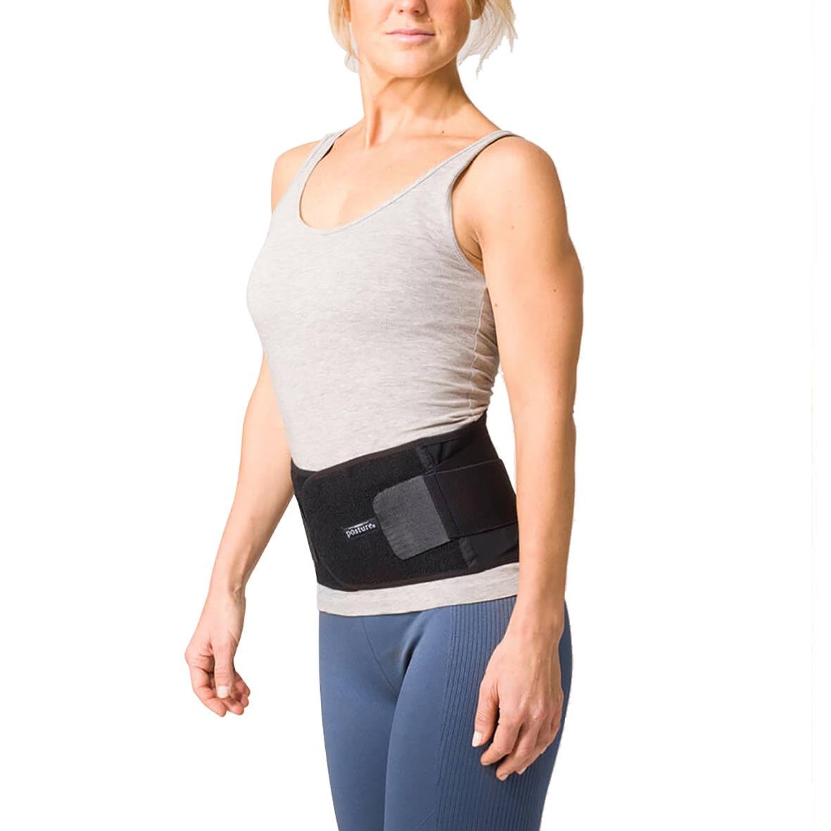 Ländryggsbälte i svart med justerbar rem för bättre hållning