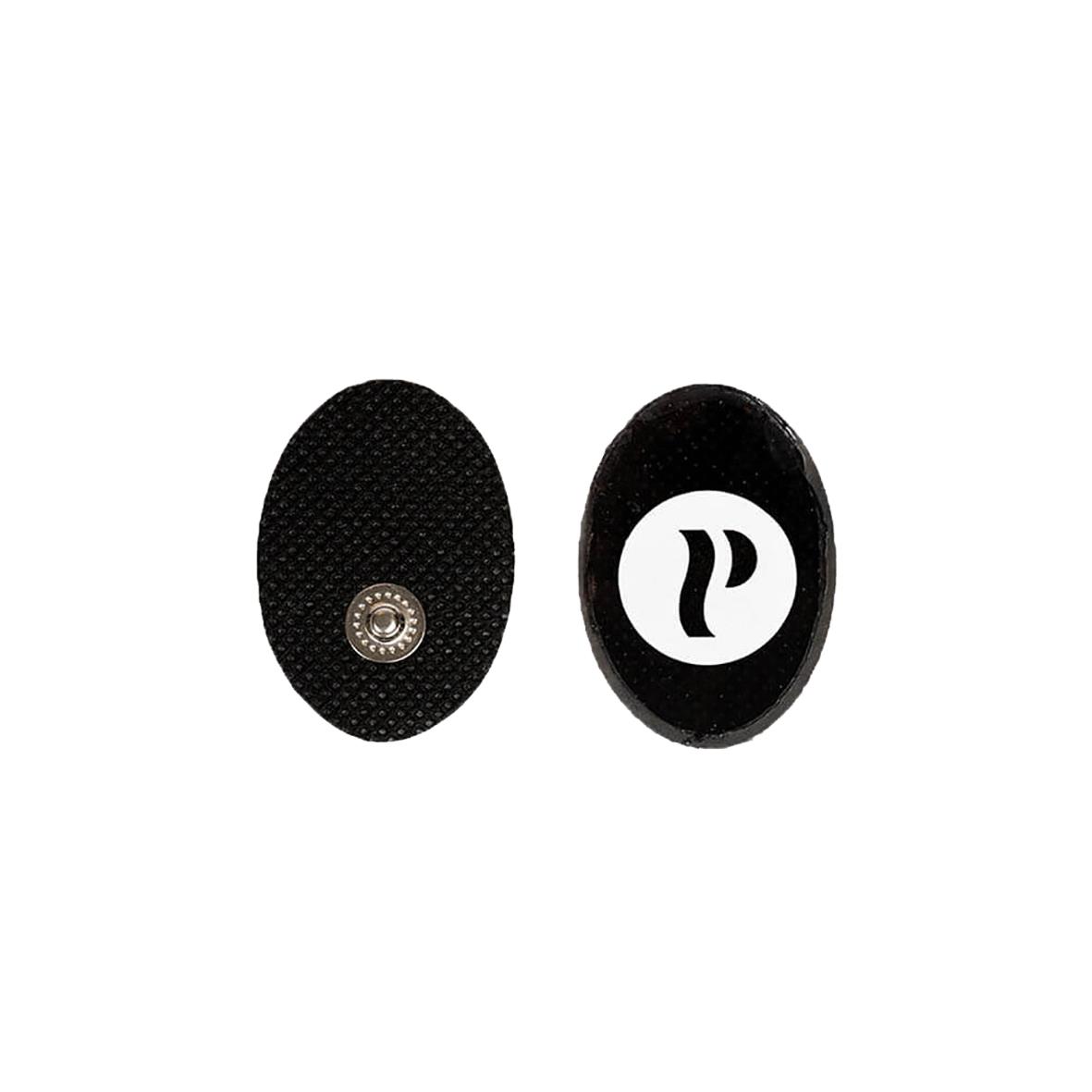 Två svarta ovalformade enheter med text och symbol, används för Tens-Ems posturterapi