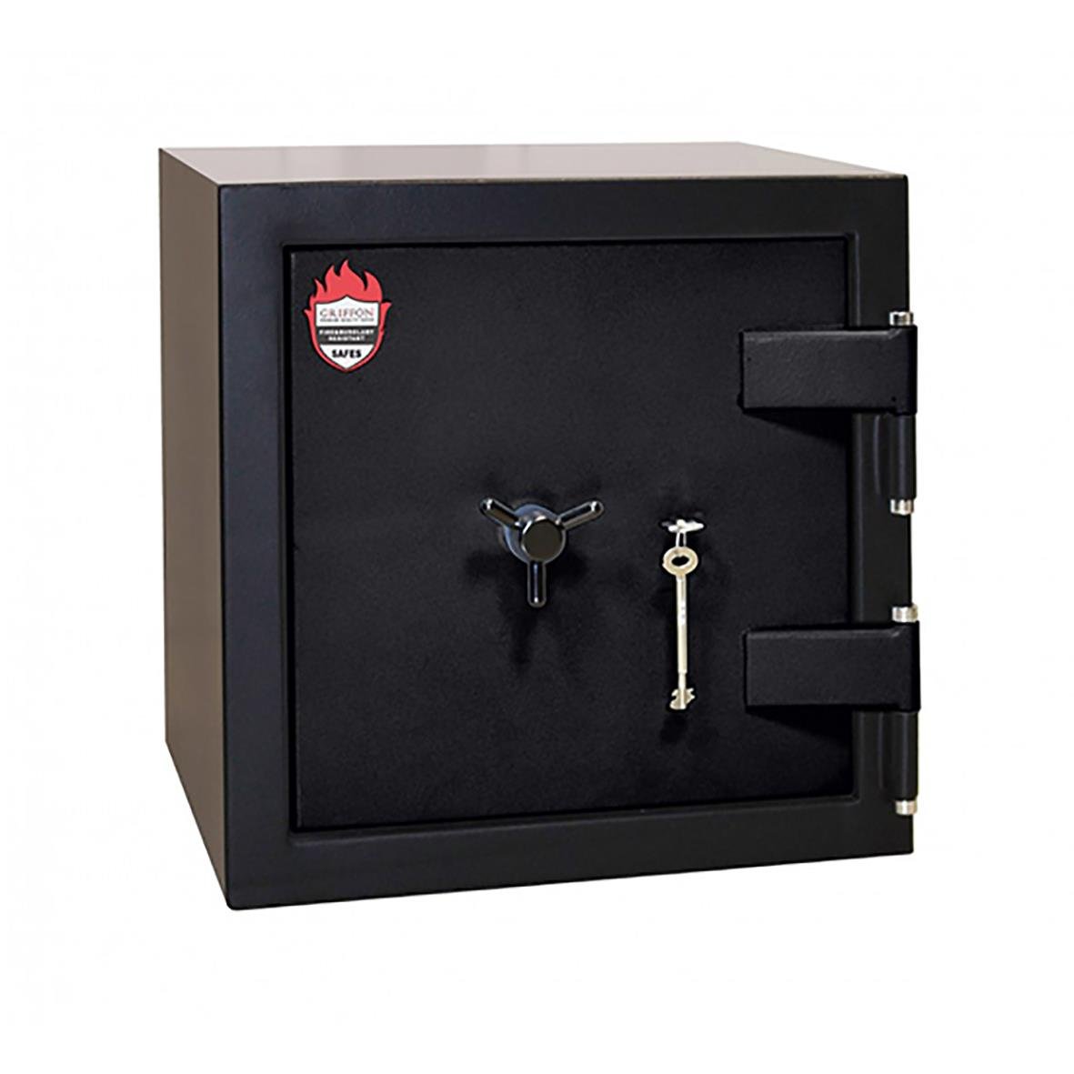 Svart stöld- och brandskyddsskåp med nyckellås, vikt 125 kg, Grade 1 EN 1143-1