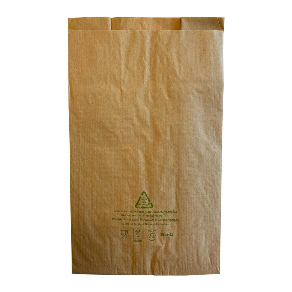 Papperspåse för frukt, 10L, 220x120x370mm, brunt papper